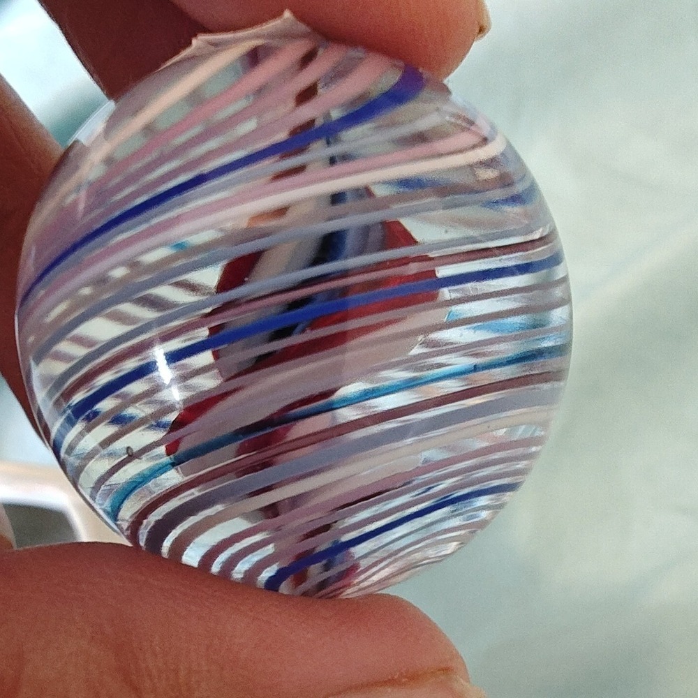 Art Glass Marble  Multicolor Excellent Latticino Swirl Orb (20a)